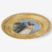 FOTO personalisierter 50. Jahrestags-PapierTeller Pappteller (Schrägansicht)