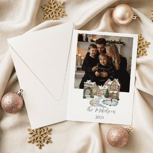 Foto-Personalisiertes Weihnachtsdorf-Porträt Feiertagskarte