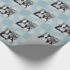 Foto-personalisiertes Winter-Blau Geschenkpapier