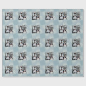 Foto-personalisiertes Winter-Blau Geschenkpapier (Flach)