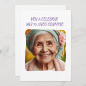 Foto Personalizada 90 Años Fiesta de Cumpleaños Einladung (Vorne/Hinten)