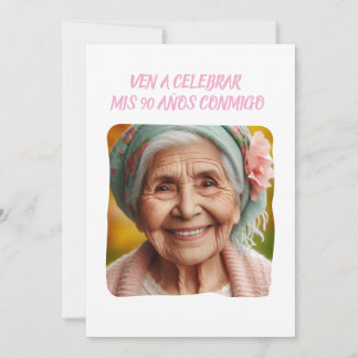 Foto Personalizada 90 Años Fiesta de Cumpleaños Einladung