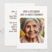 Foto Personalizada 90 Años Fiesta de Cumpleaños Einladung (Vorne/Hinten)