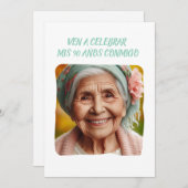 Foto Personalizada 90 Años Fiesta de Cumpleaños Einladung (Vorne/Hinten)