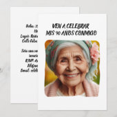 Foto Personalizada 90 Años Fiesta de Cumpleaños Einladung (Vorne/Hinten)