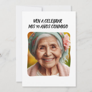 Foto Personalizada 90 Años Fiesta de Cumpleaños Einladung