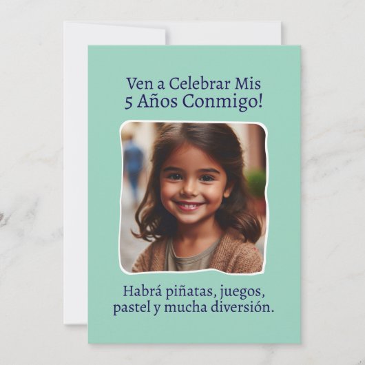 Foto Personalizada Mis 5 Años Cumpleaños Cinco Einladung (Vorderseite)