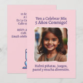 Foto Personalizada Mis 5 Años Cumpleaños Cinco Einladung (Vorne/Hinten)
