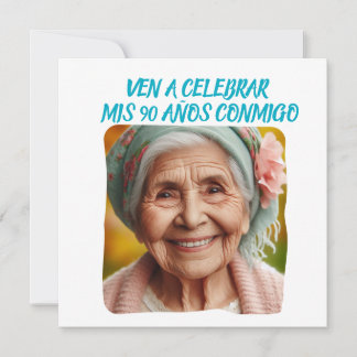 Foto Personalizada Mis 90 Años - 90 Jahre benutzer Einladung