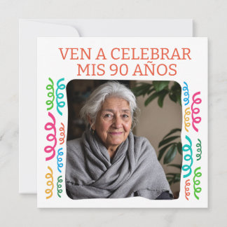 Foto Personalizada Mis 90 Años Fiesta Einladung