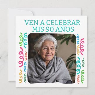 Foto Personalizada Mis 90 Años Fiesta Einladung