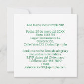 Foto Personalizada Mis 90 Años Fiesta Einladung (Rückseite)