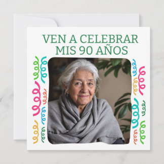 Foto Personalizada Mis 90 Años Fiesta Einladung