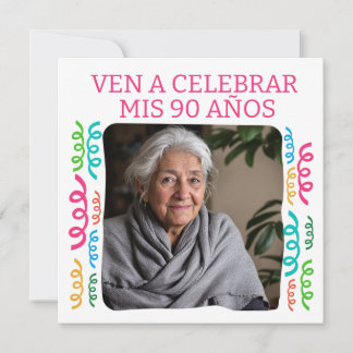 Foto Personalizada Mis 90 Años Fiesta Einladung