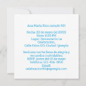 Foto Personalizada Mis 90 Años Fiesta Einladung (Rückseite)