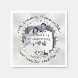 Foto Personalize 60 th Diamond Anniversary Napkins Serviette
