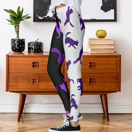Foto Pet Cat Muster Lila grau anpassen Leggings