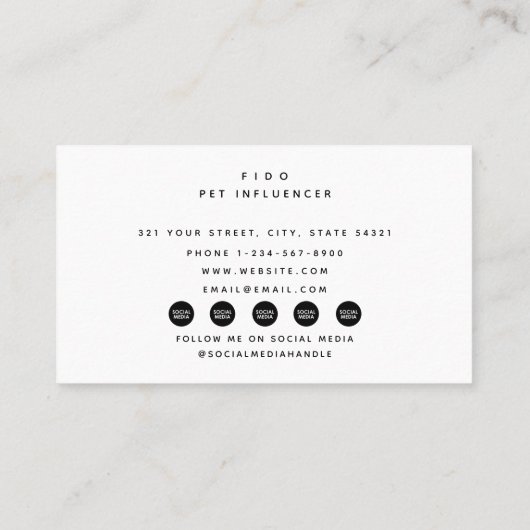 Foto Pet Dog Influencer Social Media QR Code Visitenkarte (Rückseite)
