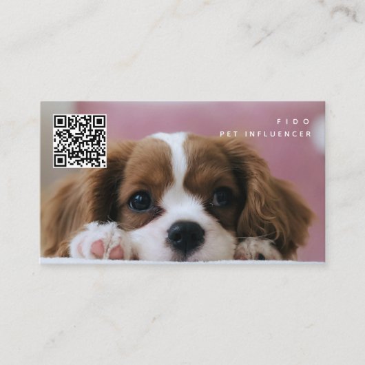 Foto Pet Dog Influencer Social Media QR Code Visitenkarte (Vorderseite)