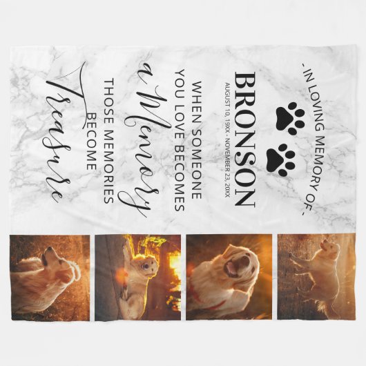 Foto Pet Memorial Keepake Marmor Fleecedecke (Vorderseite (Horizontal))