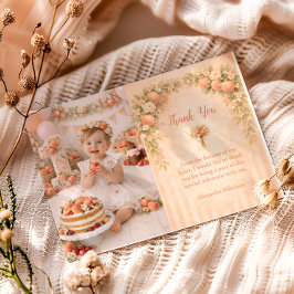 Foto Pfirsich-Blüten 1. Geburtstag Dankeskarte