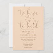 Foto-Pfirsichhochzeit halten und halten Einladung (Vorderseite)