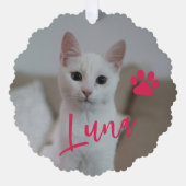 Foto-Pfoten für die erste Weihnachtskatze Ornament Karte (Vorderseite)