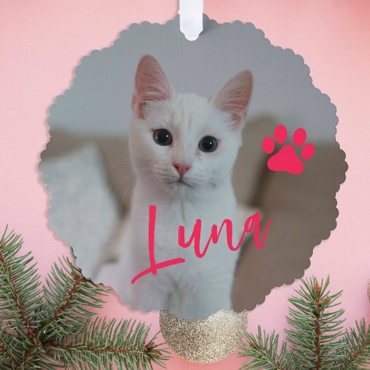 Foto-Pfoten für die erste Weihnachtskatze Ornament Karte