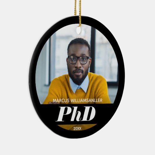 Foto PhD Grad Name Black Abschluss Keramik Orn Keramik Ornament (Rechts)