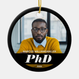 Foto PhD Grad Name Black Abschluss Keramik Orn Ornament