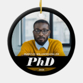 Foto PhD Grad Name Black Abschluss Keramik Orn Ornament (Hinten)