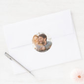 Foto Picture Elegante White Modern SAVE THE DATE Runder Aufkleber (Umschlag)