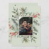 Foto Pine Greenery Holly Frohe Weihnachten (Vorne/Hinten)