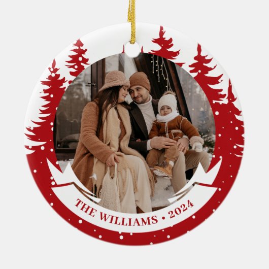 Foto Pine Tree Weihnachten Keramik Ornament (Hinten)