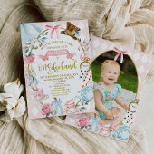 Foto Pink Bow Alice Onederland 1. Geburtstag Einladung