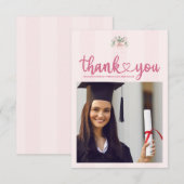 Foto Pink Bow Grad Celebration Dankeskarte (Vorne/Hinten)