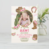 Foto Pink Cowgirl Geburtstagsparty Einladung (Stehend Vorderseite)