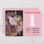 Foto Pink Dot Weibliche Kinder Geburtstag Einladung (Vorne/Hinten)