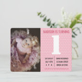 Foto Pink Dot Weibliche Kinder Geburtstag Einladung (Stehend Vorderseite)