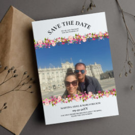 Foto Pink Floral Save the Date Einladung