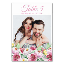 Foto Pink Floral Wedding Tischnummer