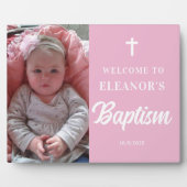 Foto Pink Girl Taufe Begrüßungszeichen Fotoplatte (Vorderseite)