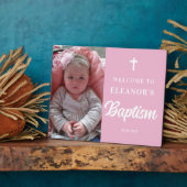 Foto Pink Girl Taufe Begrüßungszeichen Fotoplatte (Seite)