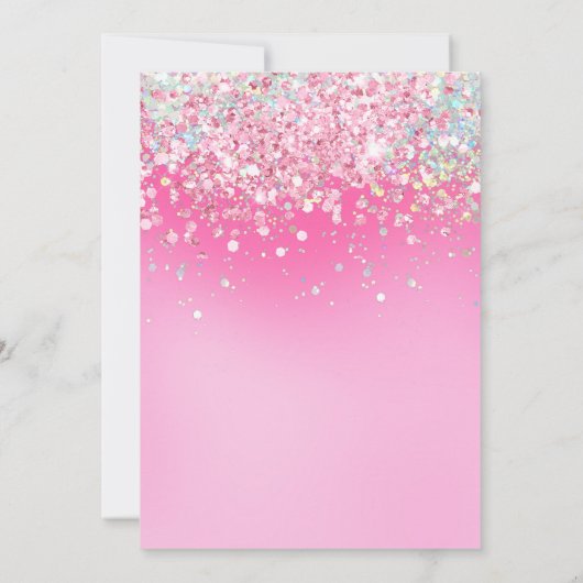 Foto Pink Glitzer 6. Geburtstag Einladung (Rückseite)