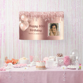 Foto Pink Gold 80. Geburtstag Personalisierter Gli Banner