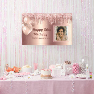 Foto Pink Gold 80. Geburtstag Personalisierter Gli Banner