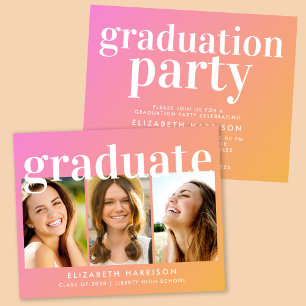 Foto Pink Graduation Party Einladung