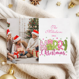 Foto Pink Green Bow Tree Frohe Weihnachten