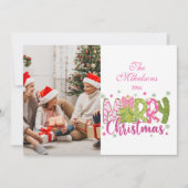 Foto Pink Green Bow Tree Frohe Weihnachten (Vorderseite)