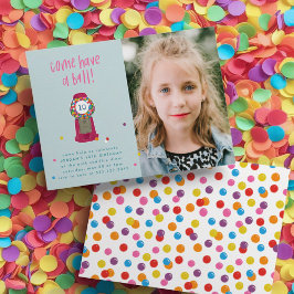 Foto Pink Gumball Maschine Bonbons Kaugummi Party Einladung